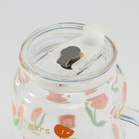 Glass can with a lid and pipe "Fresh", 500 ml, 10.5 × 7 × 12.6 cm, color mix-3