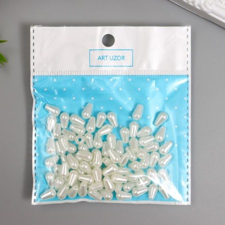 Beads for creativity plastic "elongated pearls" set of 15 g 1x0.8 cm-4