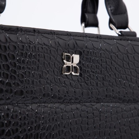 Women's bag El Masta with a zipper, external pocket, long belt, black color-4