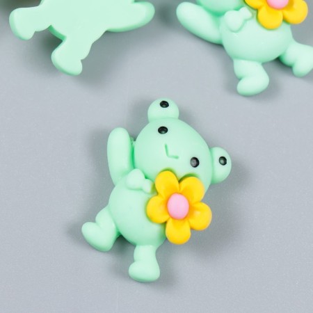 Decor for creativity plastic "Frog with chamomile" 2.5x2 cm