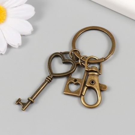 Browler Metal with a carbine "Key and a lock with a heart" bronze 8 cm-2