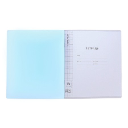 A notebook of 18 sheets in a cage, Erichkrause "Coverprio Vivid classics, plastic cover, offset 100% white, blue-7