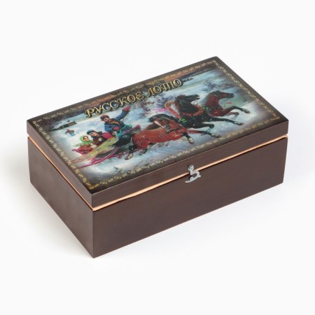 Russian lotto wooden, gift, a desktop game in the casket "Winter", card 22 x 8 cm-6