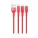 Cable 3 in 1 Hoco X26, USB - Microusb/Lightning/Type -C, 2 A, 1 m, metal, red