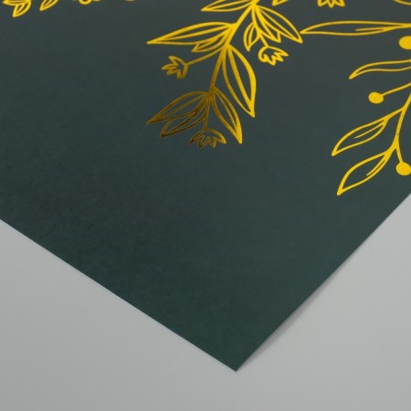 Scrapbooking paper gold "Plant" density 180 grams set 5 pcs 30.5x32 cm-3