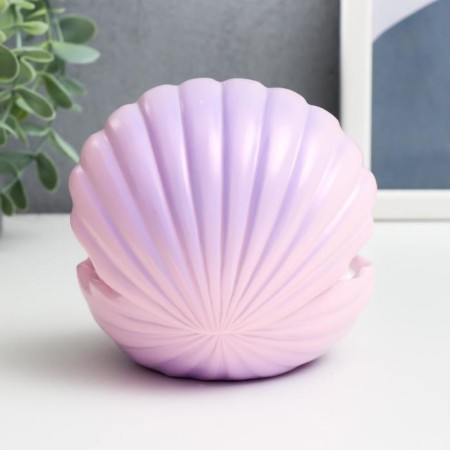 Souvenir Polystone Light "Sleeping Mermaid in a shell" Lilac-pink 13x12x10 cm-2