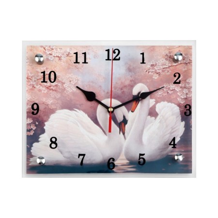 Carty clock is wall-mounted, interior "swans", silent, 25 x 20 cm