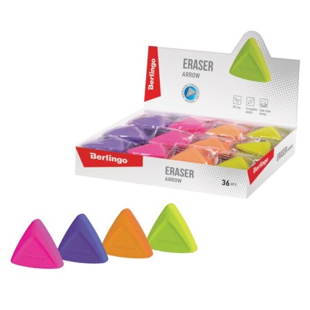 Berlingo Eraser "Arrow", 40x35x10 mm, triangular, thermoplastic rubber-1