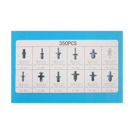 Clips and pistons fasteners, 12 types, set 350 pcs-2