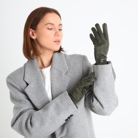 Gloves are female, dimensionless, without insulation, khaki color-4