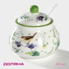 Porcelain sugar tower with a spoonful of the green garden, 320 ml, 10 × 9 cm