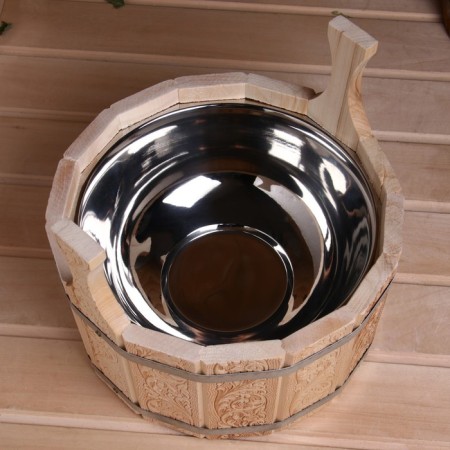 Gang-tasus from linden, 5 l, two-handed, stainless insert, Russian pattern-3