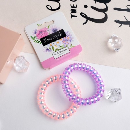 Hair elastic band "Spring" (set 2 pcs) transparent overflows, 5.5 cm, mix