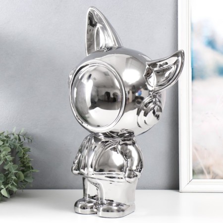 Souvenir Ceramics "Cosmonaut - Fox" silver 20x30x49 cm-3