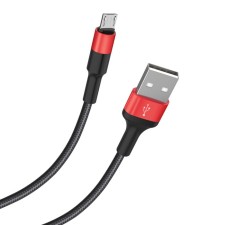 Hoco X26 cable, micro USB - USB, 2 A, 1 m, data transfer, nylon braid, red