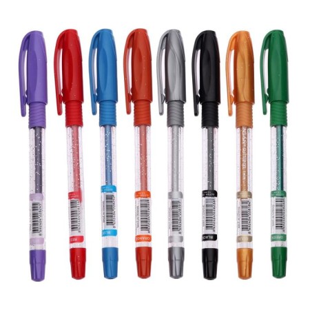 Gel pen Pensan Glitter Gel, Node 1.0 mm, rubber flu, 9 colors with sparkles, mix + display-1