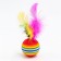 Ball with feathers for cats, 3.4 cm, packing 50 pcs, mix of flowers