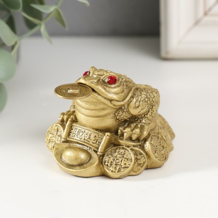 NECKE bronze "Toad on coins, inscription, ingot" 5 x 7 x 6 cm-1