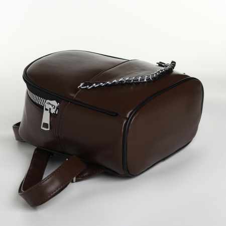Women's backpack on lightning, brown color-3