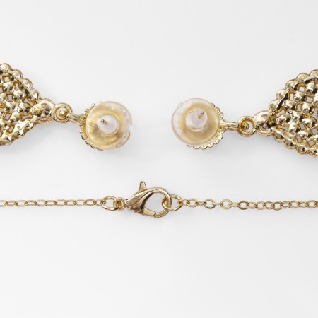Set 2 objects: earrings, pendant "Lotus", white-first-first color in gold, 48 cm-2