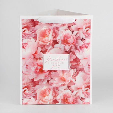 Gift package for flowers is triangular, packaging, "bloom", 23.5 x 30 x 20.5 cm-1