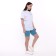 Female set (T -shirt/shorts), the color is lapis lazuli/white, size 50
