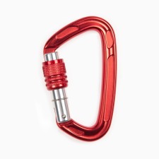 Carabiner with a clutch, 10 x 6 cm, 24 kn, red