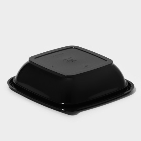 Disposable plastic container, YUPK-1616, 500 ml, 16 × 16 × 4.5 cm, black, 25 pcs/pcs-1