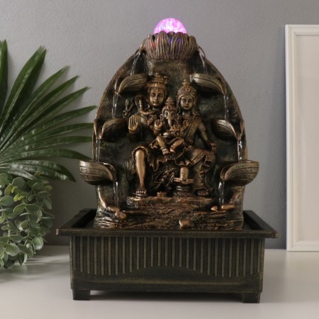 The desktop fountain from the network, the backlight "Parvati, Shiva, Ganesha at the waterfall" 21x28x40 cm