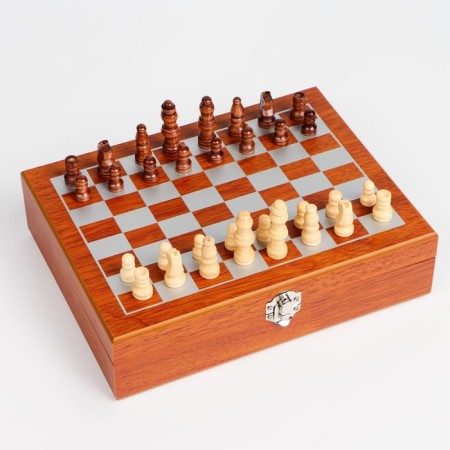 Set 6 in 1: Flaw 8 OZ, glass, funnel, cubes 5 pcs, cards, chess, 18 x 24 cm-3
