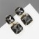 Earrings with rhinestones "Illusion" Highways Squares, gray color in gold