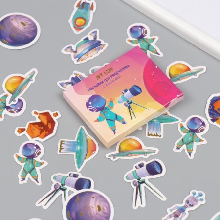 Stickers for creativity "Flying into space" embossing silver set 48 pcs 9x7x0.8 cm-5