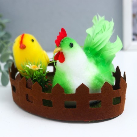 Easter souvenir "Chicken and chicken on the lawn" 15x10x9 cm-1