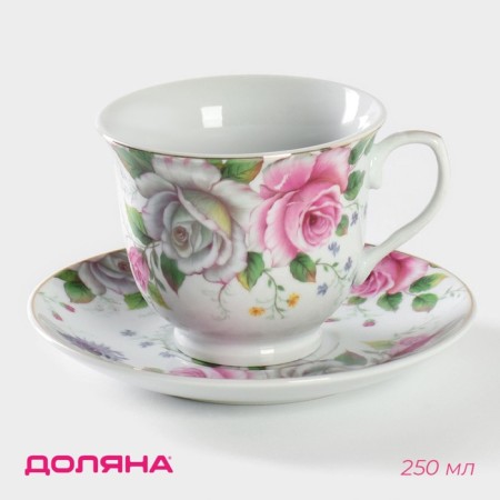 Tea couple ceramic shares “Tomic rose”, 2 items: a cup 250 ml, a saucer d = 14 cm