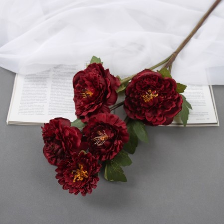 Artificial flowers "Eustoma Rosanna" 70 cm, burgundy
