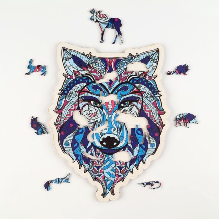 Puzzle wooden figured "Wolf", in the frame-6