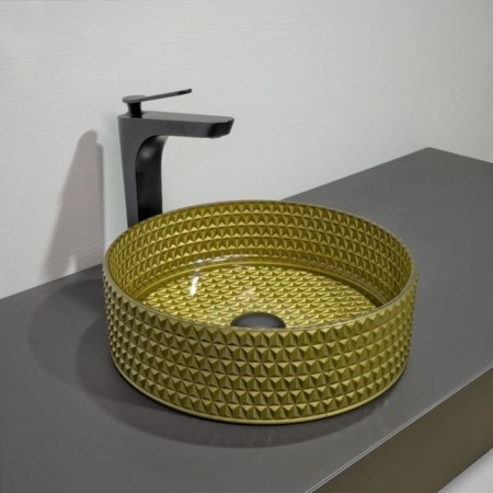 Comforty GL05 pad, round, glass, gold color-2