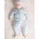 Knitted set (jumper, trousers, hat), blue color, height 62 cm