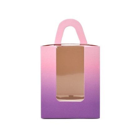 Capcake box, confectionery packaging, 1 cell "Pink gradient", 9 x 9 x 11 cm-1