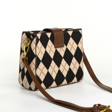 Cross-bodi with zipper, long belt, brown color-1