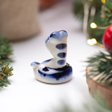 New Year. Souvenir symbol of the year 2025 "Snake button", Gzhel, 4 cm-3