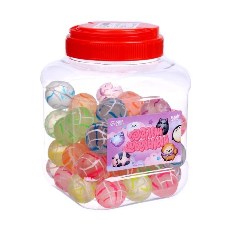 Round and satisfied rubber ball, in a bank, 50 pcs, color mix-1