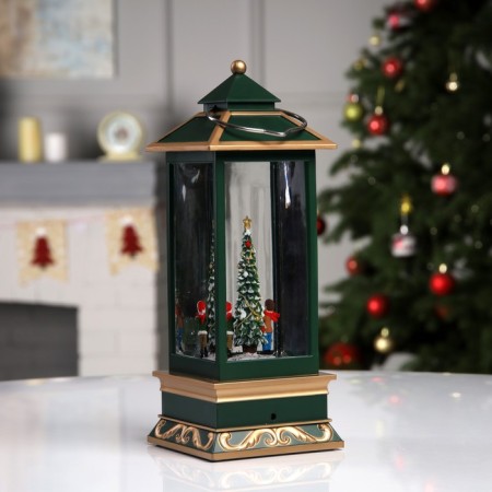 LED figure "Lantern with a Christmas tree" 10.5 × 26 × 10.5 cm, plastic, AAX3 batteries (not in the kit), USB, glow warm white-2