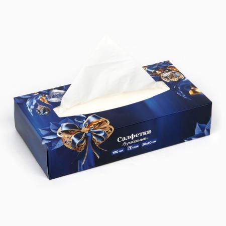 New Year's wipes Paper in the box "New Year!", 100 pcs, two -layer-4
