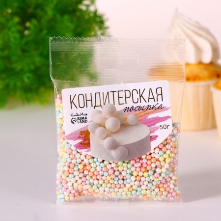 Confectionery sprinkling "Delicate shine": azure, mint, vanilla, 50 g-1