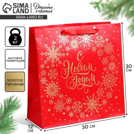 Laminated square bag “Happy New Year!”, 30 x 30 x 12cm, new year