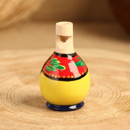 Whistle "Kolobok in a handkerchief", wood, mix-3