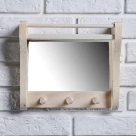 Shelf with a mirror and 3 hooks 27x24x8.5 cm-2