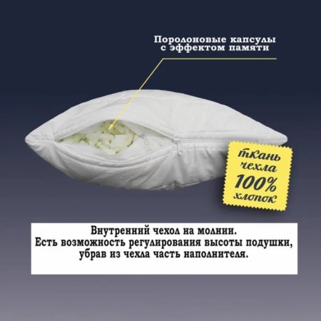 Pillow with memory effect, size 50x70 cm-2