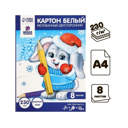 White cardboard A4, 8 sheets are bilateral, coated, block 230 g/m2, Extra is white-7